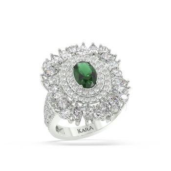 Ring with Mix diamonds of 2.59 ct and Emerald of 0.92 ct
