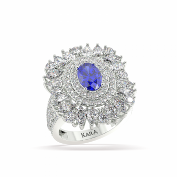 Ring with Mix diamonds of 2.59 ct and Tanzanite of 0.92 ct