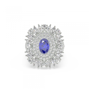 Ring with Mix diamonds of 2.59 ct and Tanzanite of 0.92 ct