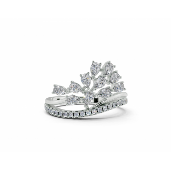 Ring with 0.61ct Pear Cut diamonds and 0.13ct round diamonds