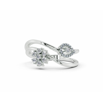 Ring with Pear Cut diamonds of 0.01 ct and round diamonds of 0.14 ct