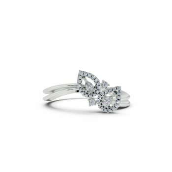 Ring with Pear Cut diamonds of 0.03 ct and round diamonds of 0.08 ct
