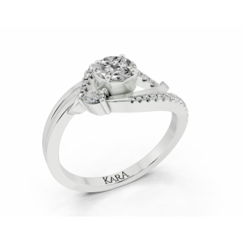 Ring with 0.05 ct Pear cut diamonds, 0.10 ct Marquise Cut, 0.04 ct Princess Cut diamonds and 0.12 ct round diamonds