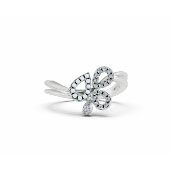 Ring with Pear Cut diamonds of 0.05 ct and round diamonds of 0.11 ct