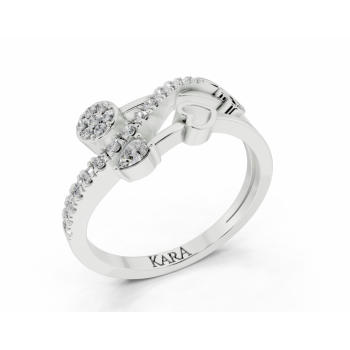 Ring with Pear Cut diamonds of 0.05 ct and round diamonds of 0.19 ct