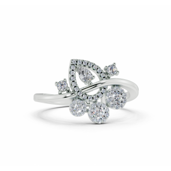 Ring with Pear Cut diamonds of 0.05 ct and round diamonds of 0.24 ct