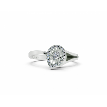 Ring with Pear Cut diamonds of 0.05ct and round diamonds of 0.04ct