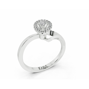 Ring with Pear Cut diamonds of 0.05ct and round diamonds of 0.04ct