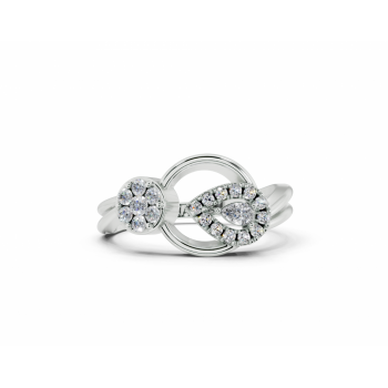 Ring with 0.05ct Pear Cut diamonds and 0.19ct round diamonds