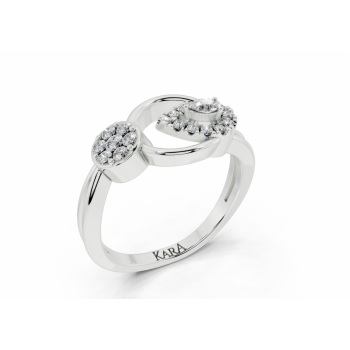 Ring with 0.05ct Pear Cut diamonds and 0.19ct round diamonds