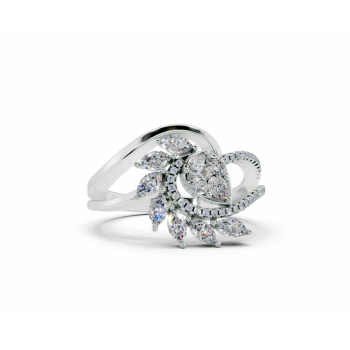 Ring with 0.06 ct Pear cut diamonds, 0.32 ct Marquise Cut, 0.02 ct Princess Cut diamonds and 0.10 ct round diamonds