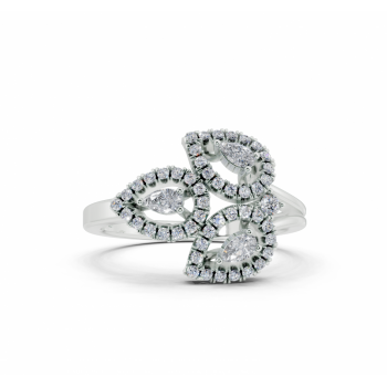0.10 ct Pear Cut diamond ring with 0.20 ct round diamonds