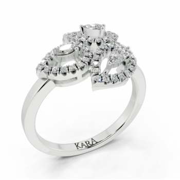0.10 ct Pear Cut diamond ring with 0.20 ct round diamonds