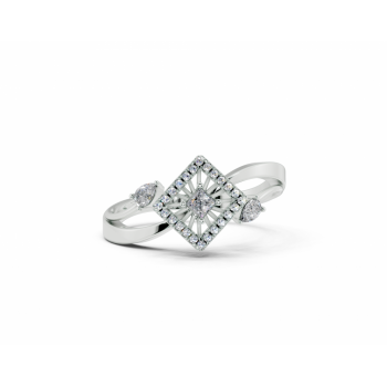 Ring with 0.10ct Pear Cut diamonds, 0.06ct Princess Cut diamonds and 0.05ct round diamonds