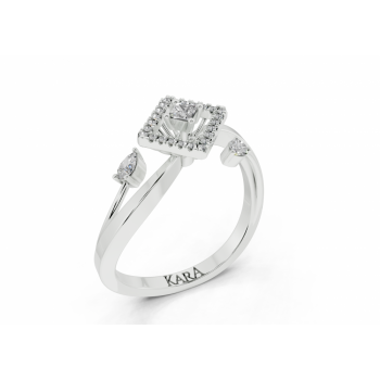 Ring with 0.10ct Pear Cut diamonds, 0.06ct Princess Cut diamonds and 0.05ct round diamonds