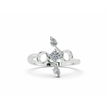 Ring with 0.10ct Pear Cut diamonds and 0.05ct round diamonds