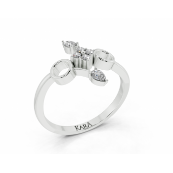 Ring with 0.10ct Pear Cut diamonds and 0.05ct round diamonds