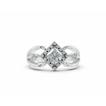 Ring with 0.10ct Pear Cut diamonds and 0.17ct round diamonds