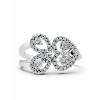 Ring with 0.10ct Pear Cut diamonds, a 0.06ct Princess Cut diamond and 0.21ct round diamonds