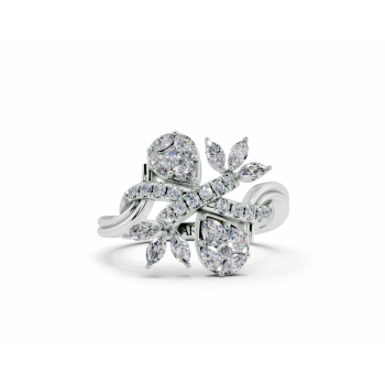 Ring with 0.11 ct Pear cut diamonds, 0.29 ct Marquise Cut diamonds, 0.05 ct Princess Cut diamonds and 0.14 ct round diamonds