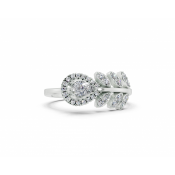 Ring with Pear Cut diamonds of 0.14 ct and round diamonds of 0.22 ct