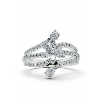 Ring with 0.15ct Pear Cut diamonds, 0.22ct Marquise Cut diamonds and 0.32ct round diamonds