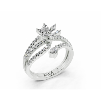 Ring with 0.15ct Pear Cut diamonds, 0.22ct Marquise Cut diamonds and 0.32ct round diamonds