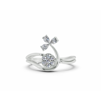 Ring with Pear Cut diamonds of 0.16 ct and round diamonds of 0.10 ct