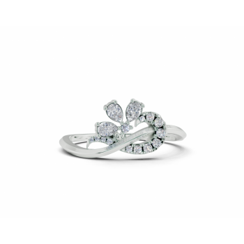Ring with 0.16ct Pear Cut diamonds and 0.07ct round diamonds