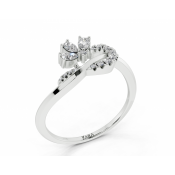Ring with 0.16ct Pear Cut diamonds and 0.07ct round diamonds