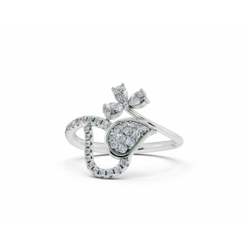 Ring with 0.16ct Pear Cut diamonds and 0.21ct round diamonds