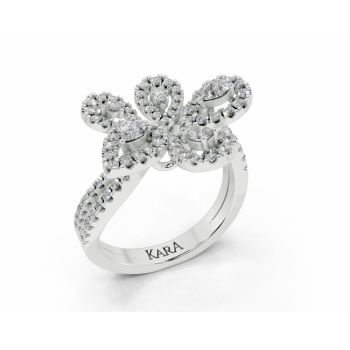 Ring with 0.16ct Pear Cut diamonds and 0.55ct round diamonds