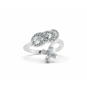 Ring with Pear Cut diamonds of 0.21 ct and round diamonds of 0.16 ct
