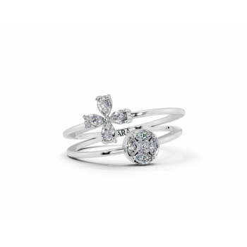 Ring with Pear Cut diamonds of 0.21ct, Marquise Cut diamonds of 0.10ct and Princess Cut diamonds of 0.05ct