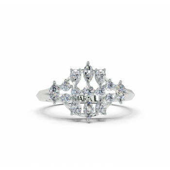 Ring with 0.21ct Pear Cut diamonds, 0.15ct Marquise Cut diamonds and 0.14ct round diamonds