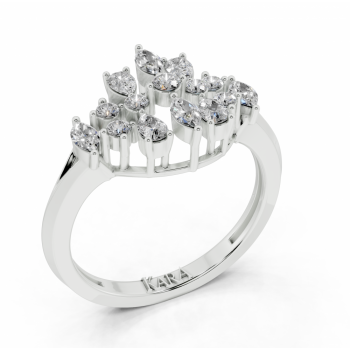Ring with 0.21ct Pear Cut diamonds, 0.15ct Marquise Cut diamonds and 0.14ct round diamonds
