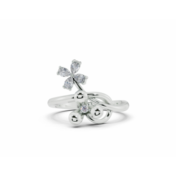 Ring with Pear Cut diamonds of 0.21ct and round diamonds of 0.02ct
