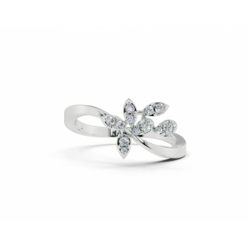Ring with 0.21ct Pear Cut diamonds and 0.19ct round diamonds