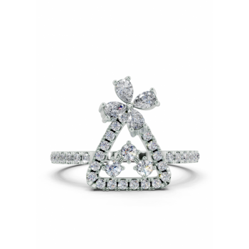 Ring with 0.21ct Pear Cut diamonds and 0.31ct round diamonds