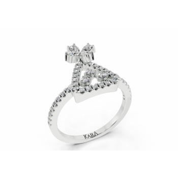 Ring with 0.21ct Pear Cut diamonds and 0.31ct round diamonds