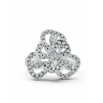 Ring with 0.21ct Pear Cut diamonds and 0.41ct round diamonds