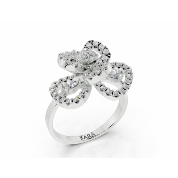 Ring with 0.21ct Pear Cut diamonds and 0.41ct round diamonds