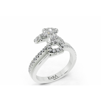 Ring with Pear Cut diamonds of 0.23ct and round diamonds of 0.34ct