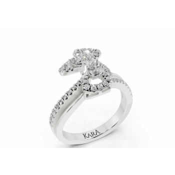 Ring with Pear Cut diamonds of 0.23ct and round diamonds of 0.34ct