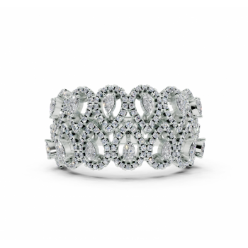 Ring with 0.24ct Pear Cut diamonds and 0.45ct round diamonds