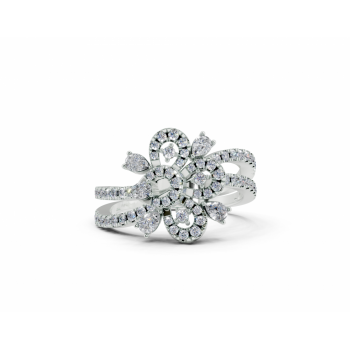 Ring with 0.25ct Pear Cut diamonds and 0.39ct round diamonds