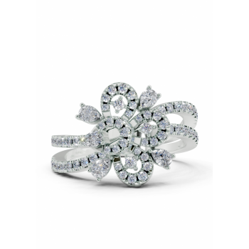 Ring with 0.25ct Pear Cut diamonds and 0.39ct round diamonds