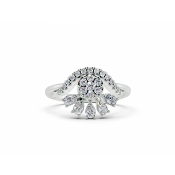 Ring with 0.26ct Pear Cut diamonds and 0.19ct round diamonds
