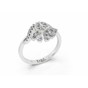 Ring with 0.26ct Pear Cut diamonds and 0.19ct round diamonds