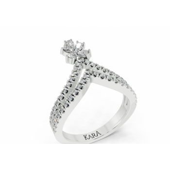 Ring with 0.26ct Pear Cut diamonds and 0.40ct round diamonds